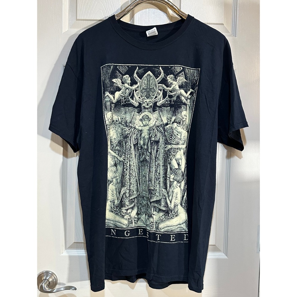 Ingested Band Shirt Mens XL Black Death Metal‎ Graphic Tee Fruit of the Loom HD